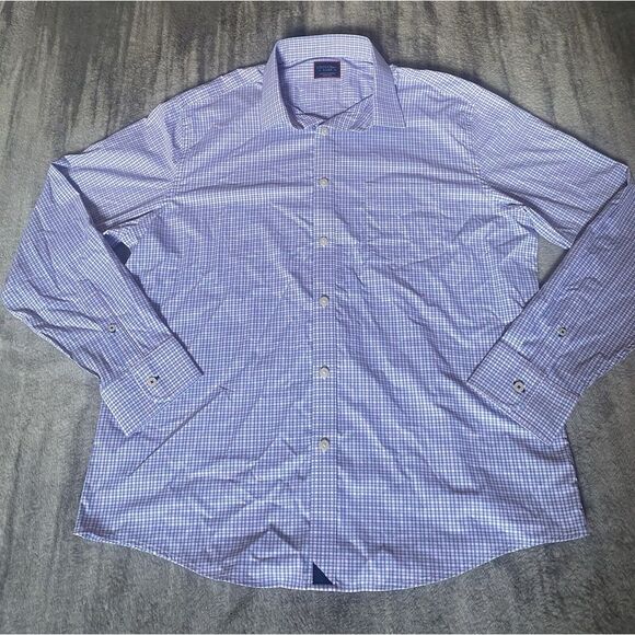 Untuckit‎ Shirt Mens XL Blue Gray Gingham Check Preppy Casual Office Worker - Picture 1 of 7
